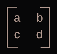 2x2 matrix: a, b, c, d